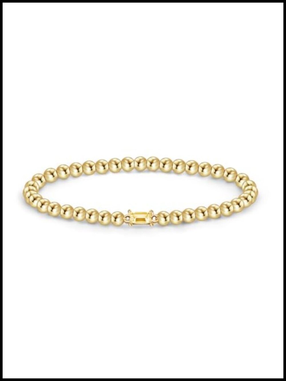 Dainty 14K Gold Plated Birthstone Stretch Beaded Bracelet for Women